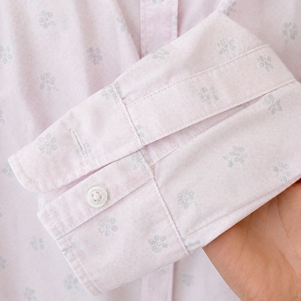 Frank & Eileen Barry L Pink Floral Button Shirt Italian Cotton Made USA Large - Picture 10 of 13